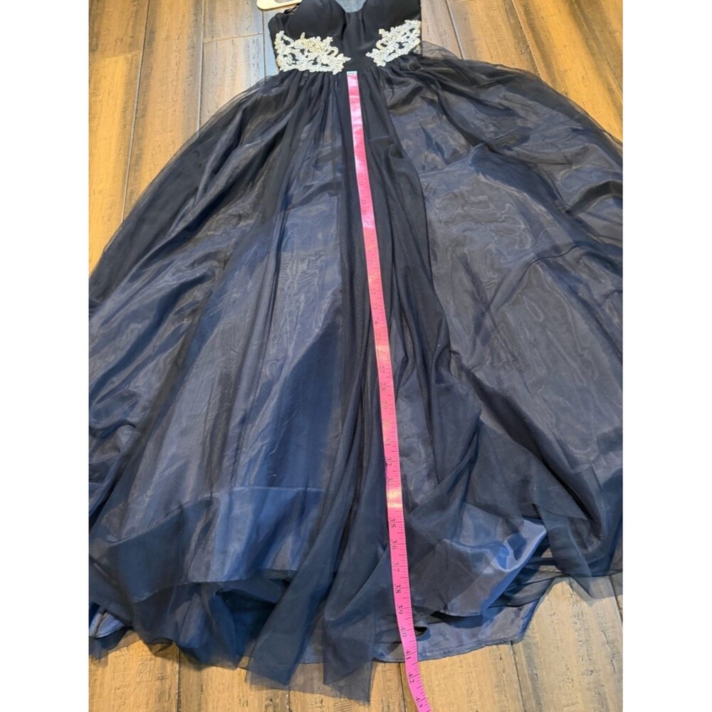 Navy Ball Gown Prom Dress with White Lace Waist NWT Size 1 - Picture 4 of 9
